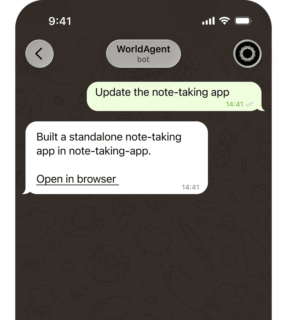 WorldAgent mobile chat